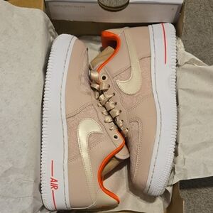 Nike Air Force 1 Beige with Orange Highlights